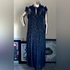 Coach Rose Print Sheer Pleated Dress